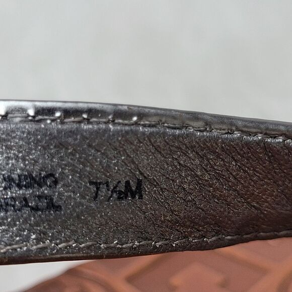 Tory Burch Thora Cork Wedge Flip Flip  Shiny Patent Silver Sandal Shoes Size 7.5 - Picture 8 of 10